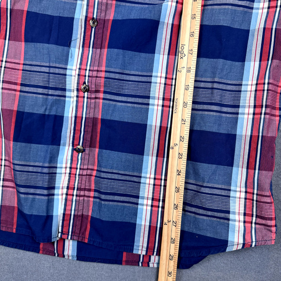 The North Face Shirt Mens XL Red Blue Plaid Lightweight Button Up Short Sleeve - Picture 6 of 8